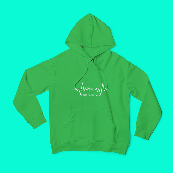 POSH Heartbeat Custom Green Long Sleeve Graphic‎ Hoodie Sweater S - Picture 1 of 4
